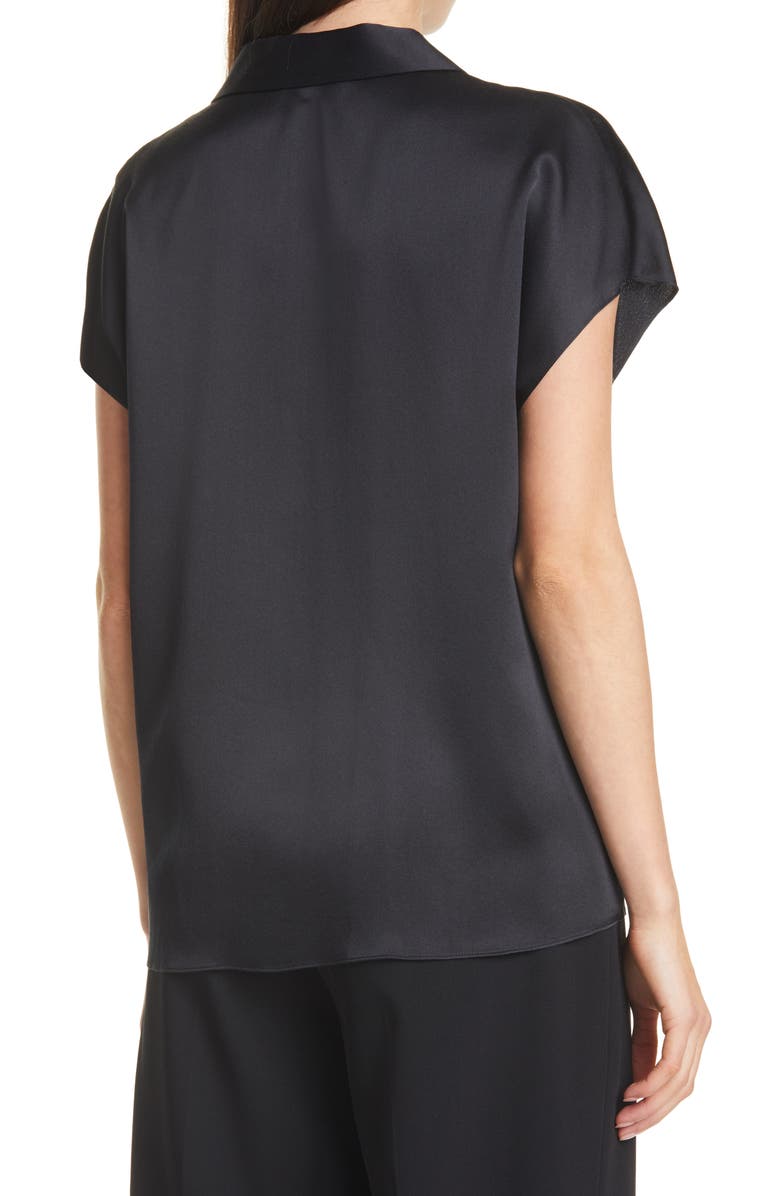Vince Shaped Collar Short Sleeve Silk Blouse, Alternate, color,