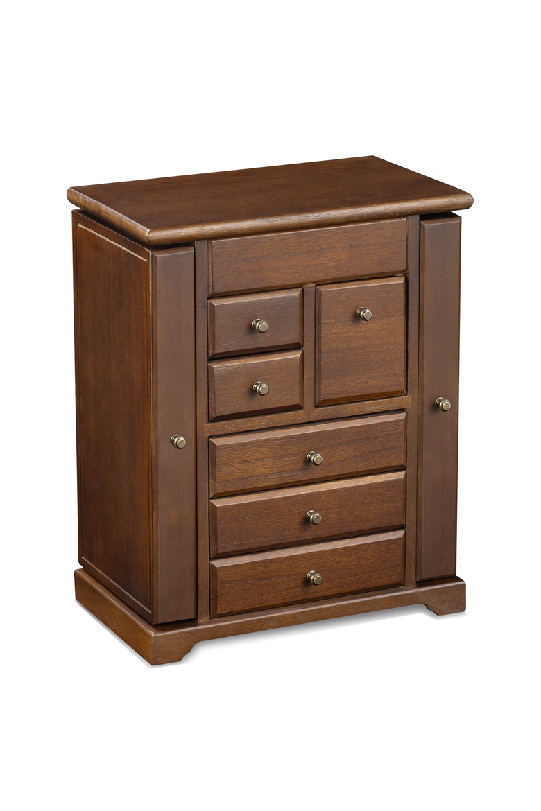 Vintage Wooden Tabletop Jewelry Armoire, Main, color, Light Taupe