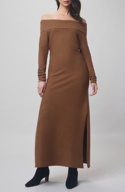 Splendid X @cellajaneblog Over The Shoulder Sweater Dress In Brown