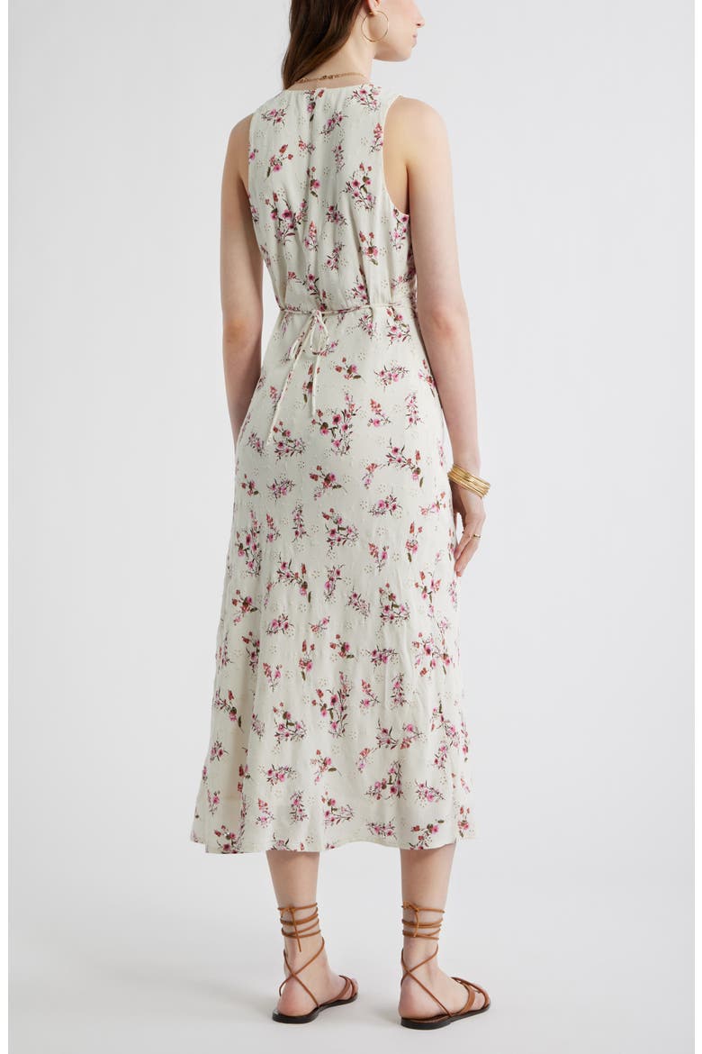 Embroidered Bias Cut Midi Dress, Alternate, color, IVORY- PINK POSY FLORAL