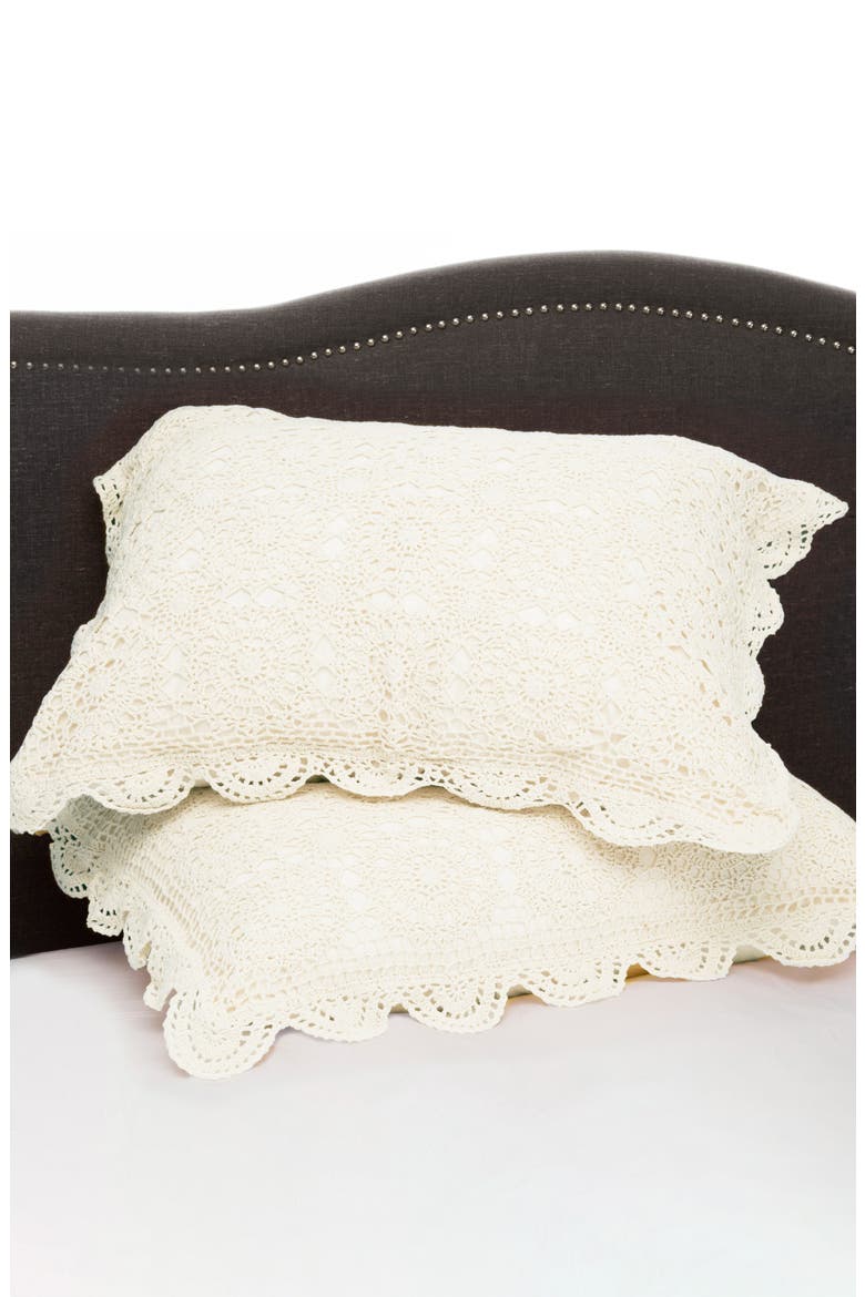 Handstitched 2-Pack Crochet Shams, Alternate, color, BEIGE
