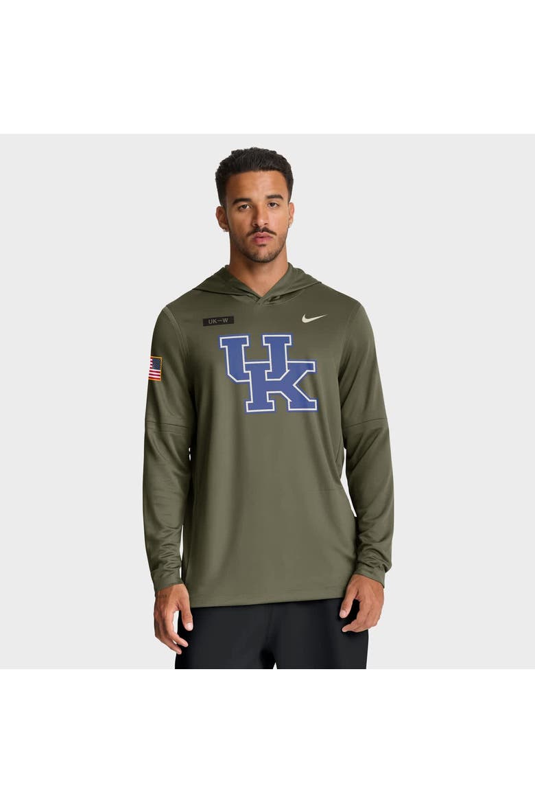 Men's Nike Olive Kentucky Wildcats 2025 Military Appreciation Dri-FIT Long Sleeve Hoodie T-Shirt, Alternate, color, Olive