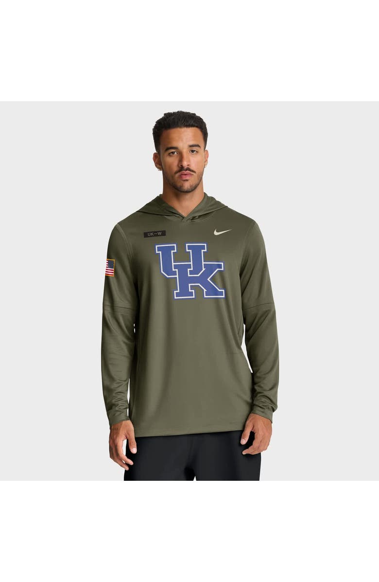 Nike Men's Nike Olive Kentucky Wildcats 2025 Military Appreciation Dri-FIT Long Sleeve Hoodie T-Shirt, Alternate, color, Olive