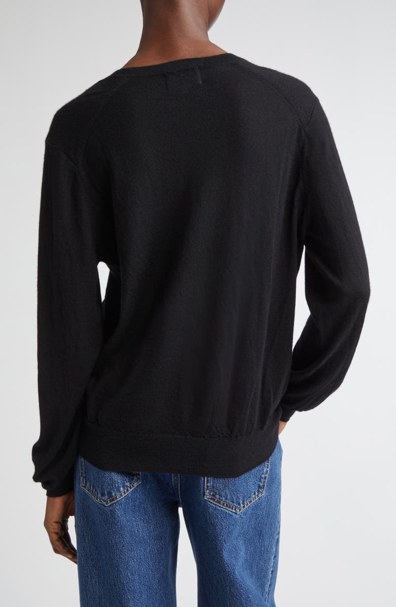LOULOU DE SAISON Julio Thin Cashmere V-Neck Sweater, Alternate, color, Black