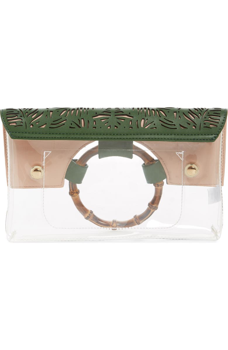 Leith Tropical Transparent Clutch, Alternate, color,