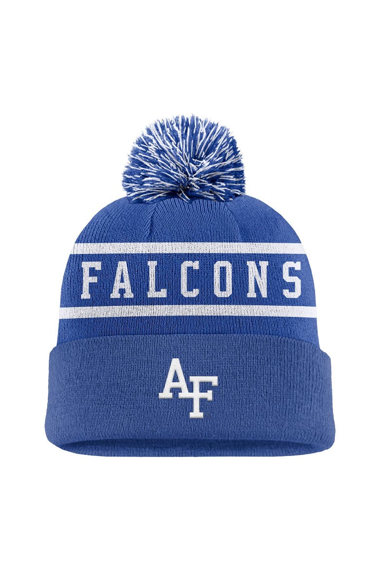 Men's Nike Royal Air Force Falcons Peak Cuffed Knit Hat with Pom, Main, color, Royal