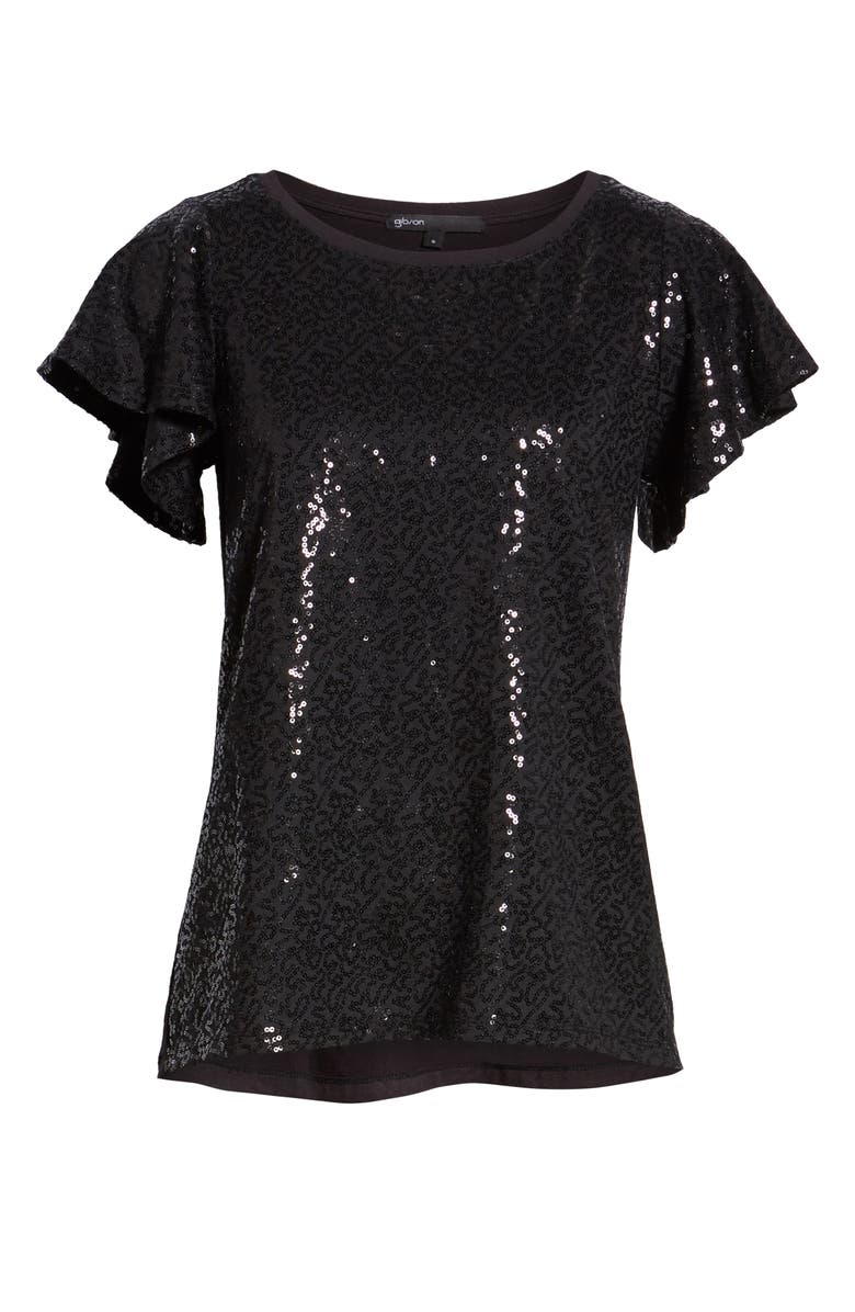 GIBSONLOOK Gibson x Glam Squad Sequin Flutter Sleeve Top, Alternate, color,