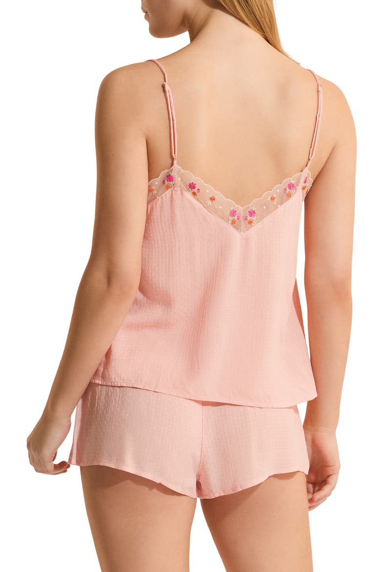 Freesia Floral Lace Trim Camisole, Alternate, color, PINK SALMON