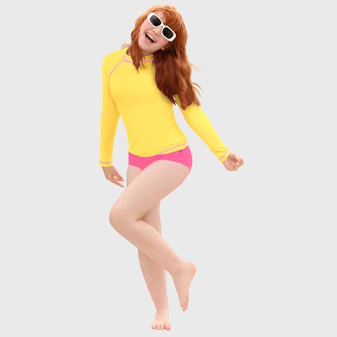 Girls UPF 50+ Printed Long Sleeve Rashguard Tee (Toddler, Little Kid & Big Kid)