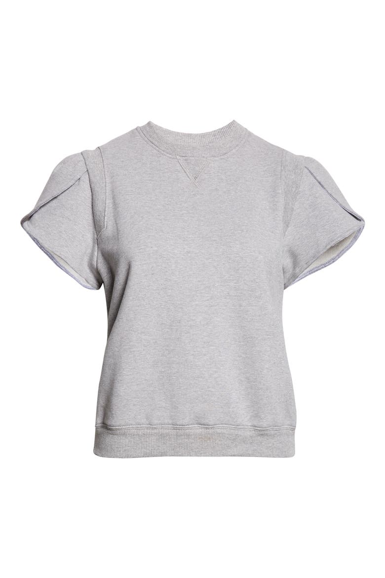 Tulip Sleeve French Terry Sweatshirt, Alternate, color, GREY MELANGE