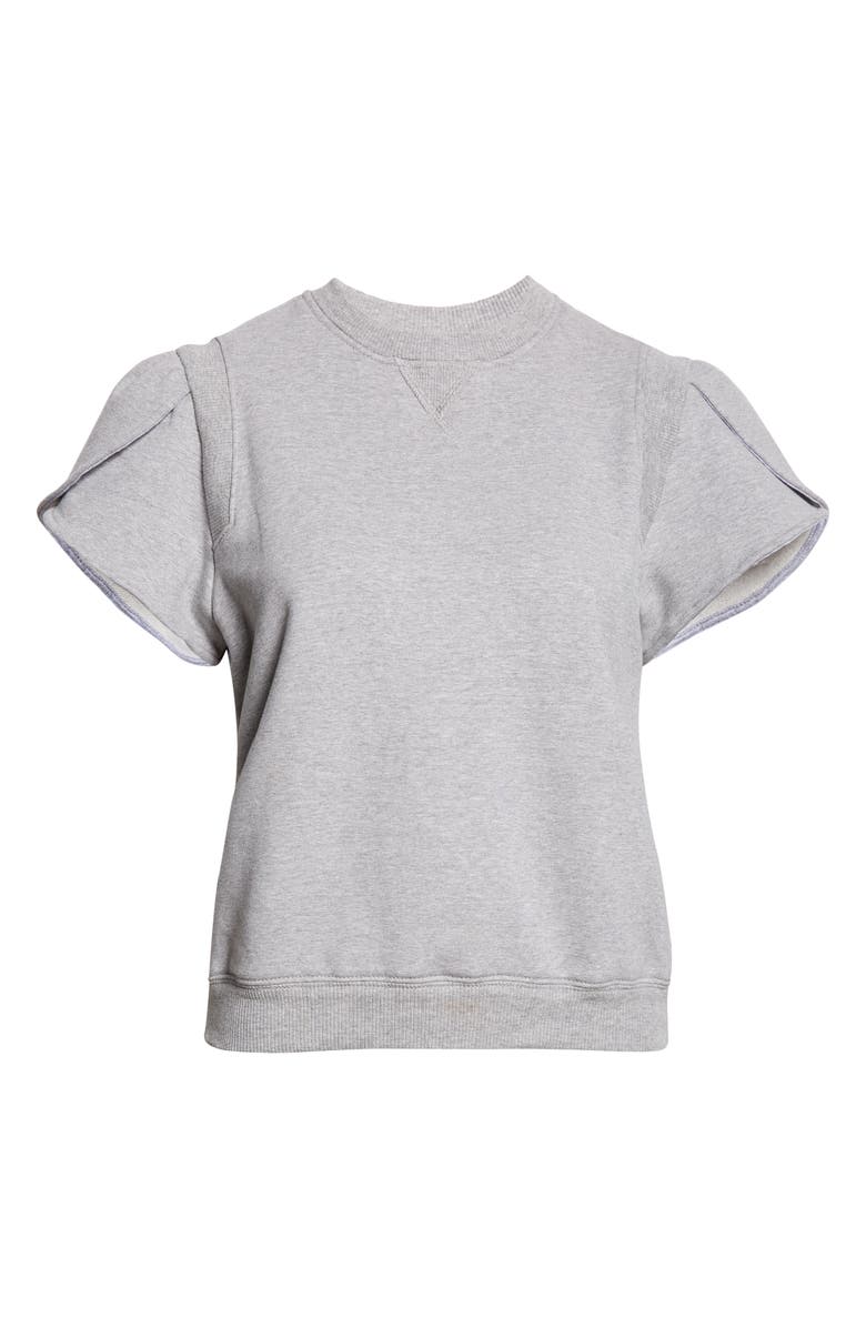 3.1 Phillip Lim Tulip Sleeve French Terry Sweatshirt, Alternate, color, Grey Melange