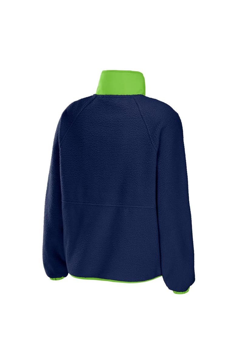 WEAR by Erin Andrews Women's WEAR by Erin Andrews College Navy Seattle Seahawks Polar Fleece Raglan Full-Snap Jacket, Alternate, color, Navy