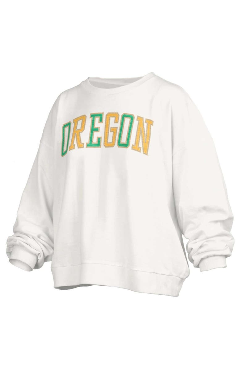 PRESSBOX Women's Pressbox White Oregon Ducks Janise Waist Length Oversized Pullover Sweatshirt, Alternate, color, 