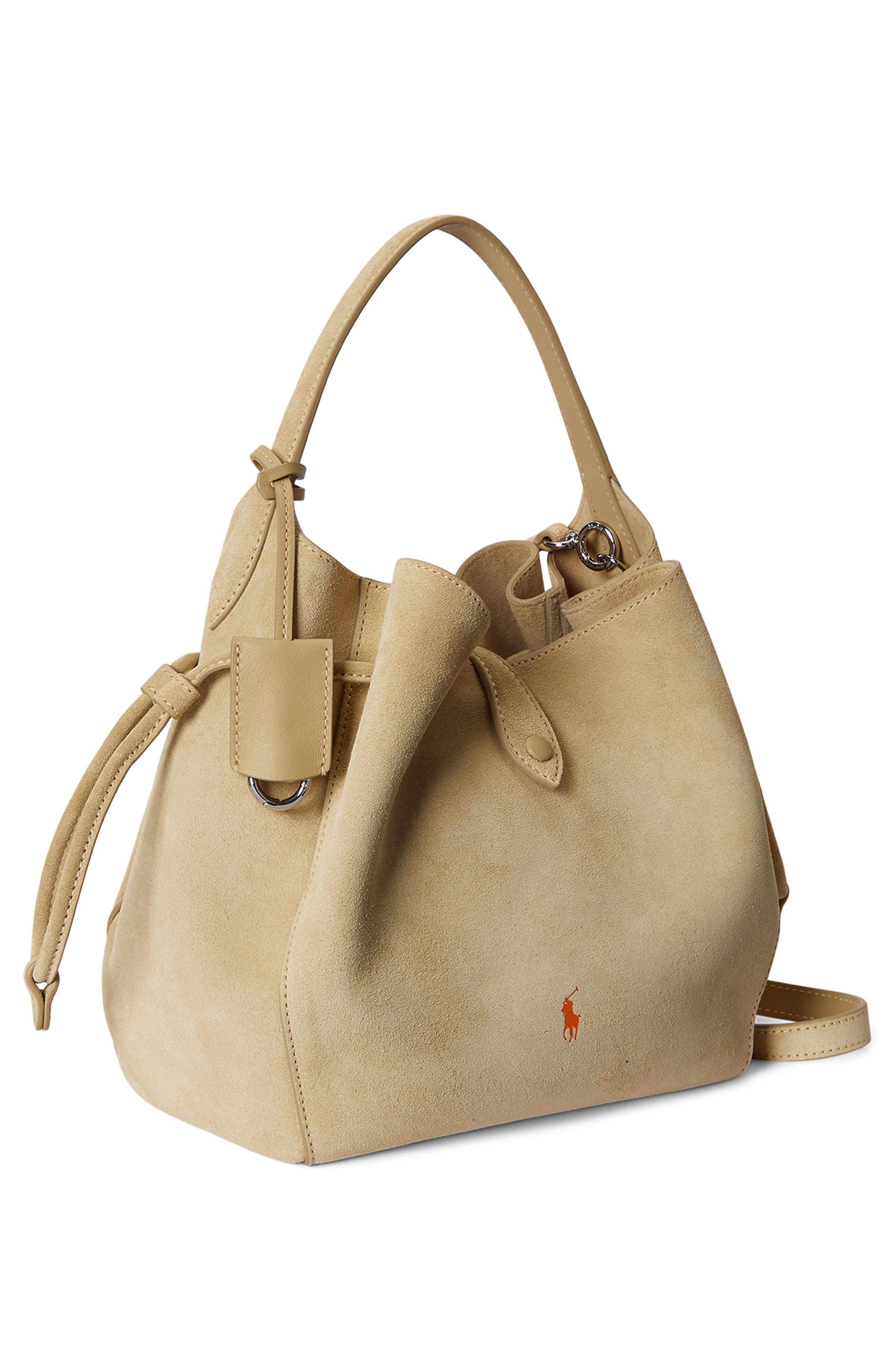 Polo Ralph Lauren Small Play Suede Crossbody Bag, Alternate, color, Cashew