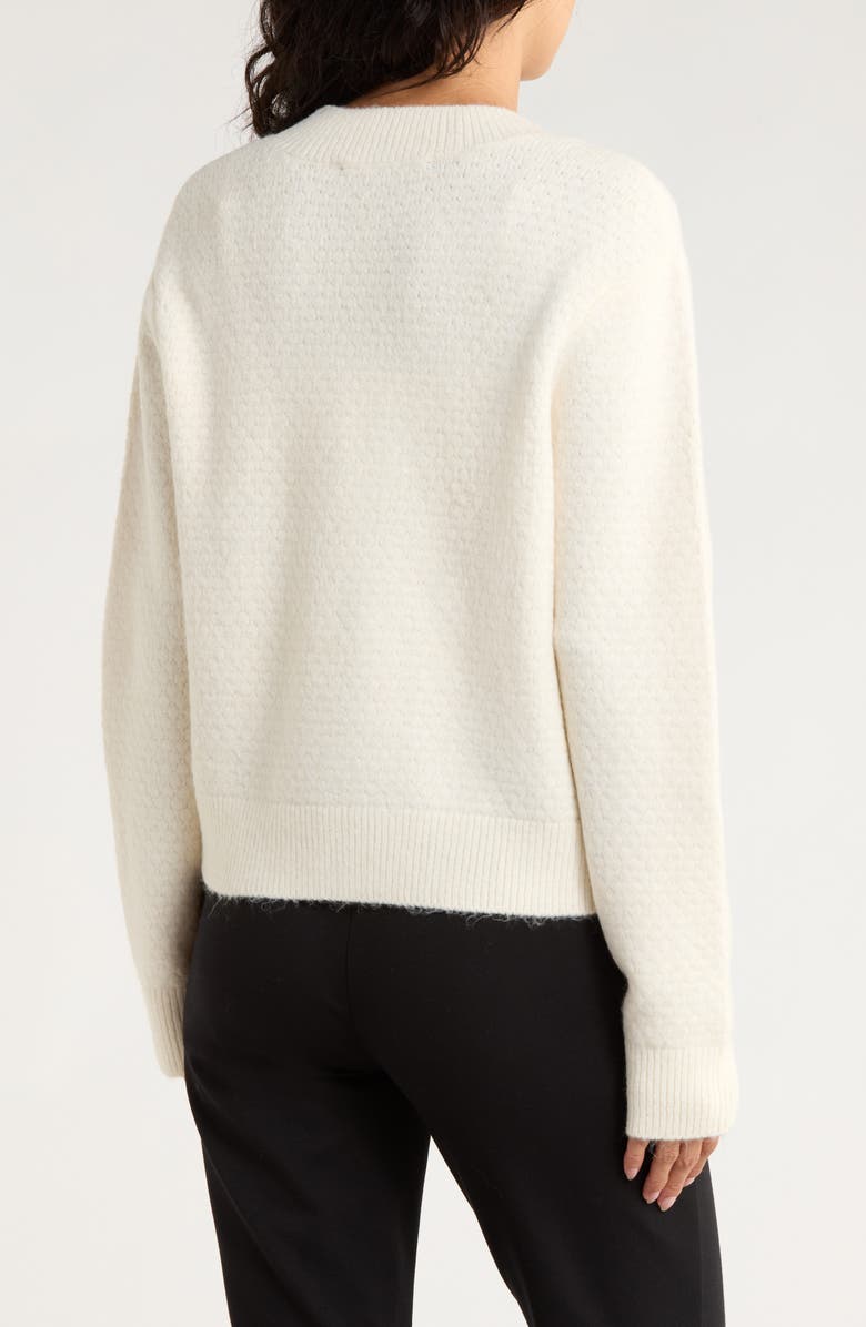 French Connection Velvet Tie Bobble Knit Crop Cardigan, Alternate, color, Classic Cream With Black Bows
