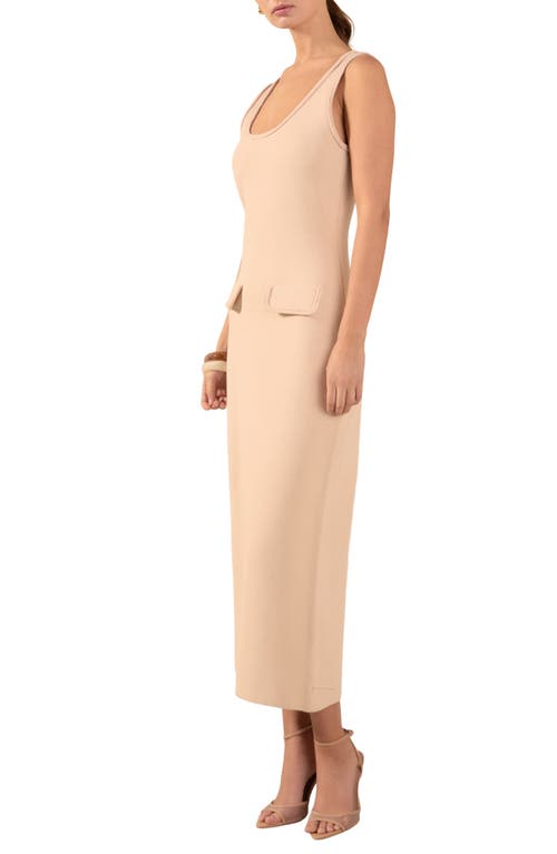Endless Rose Braided Trim Sleeveless Knit Maxi Dress In Beige