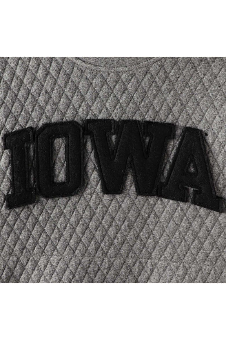 Women's Pressbox Heather Charcoal Iowa Hawkeyes Moose Quilted Pullover Sweatshirt, Alternate, color, Heather Gray