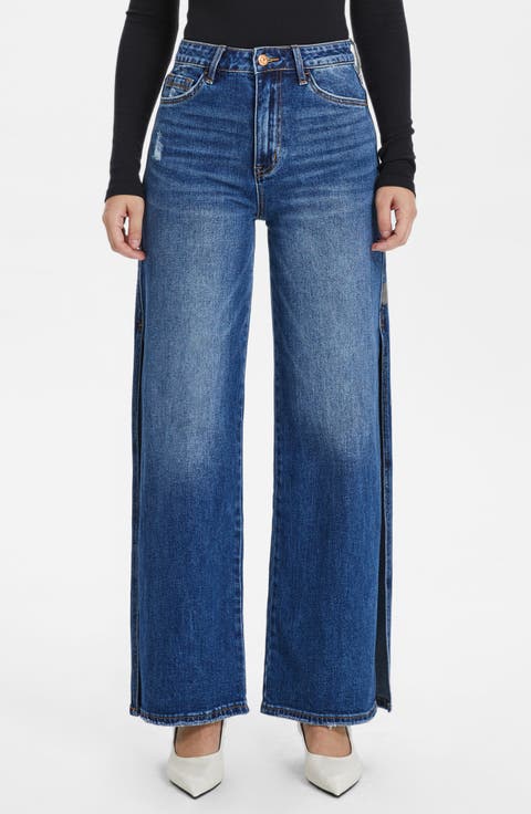 【2plan】Bay damage wide denim Bayeas Wide Leg Jeans | Nordstrom