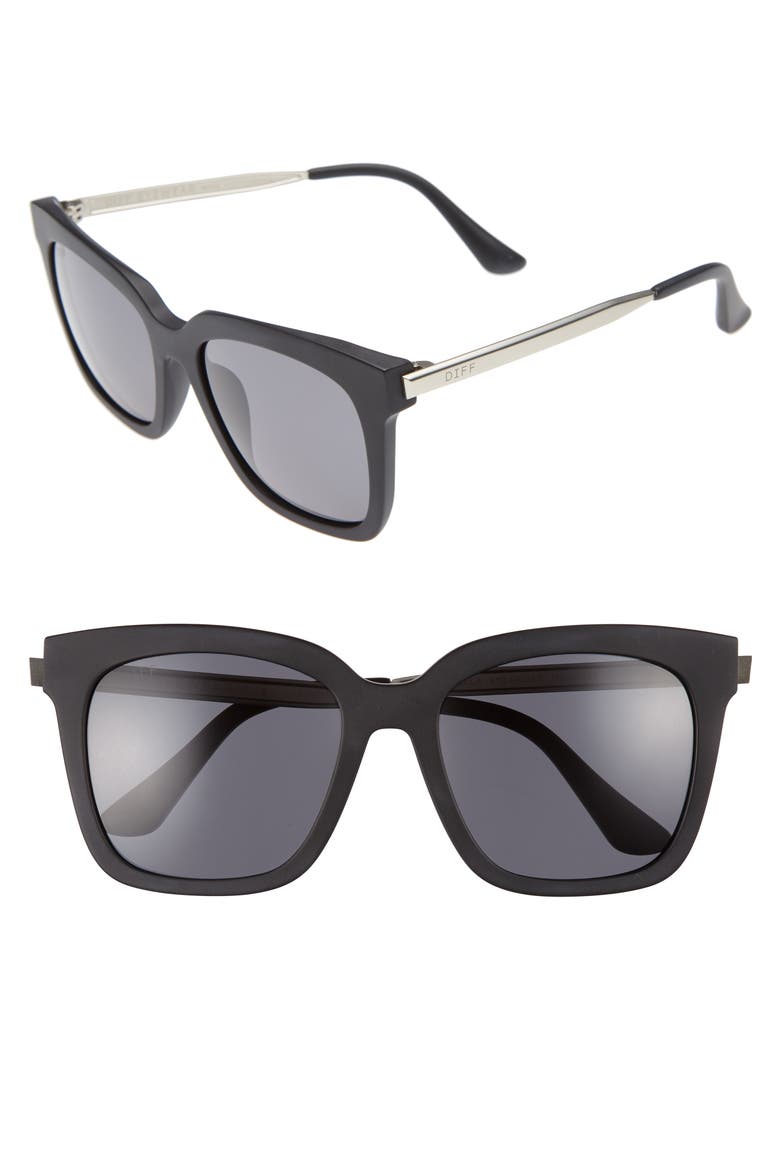 Bella 52mm Polarized Sunglasses, Main, color, MATTE BLACK/ GREY