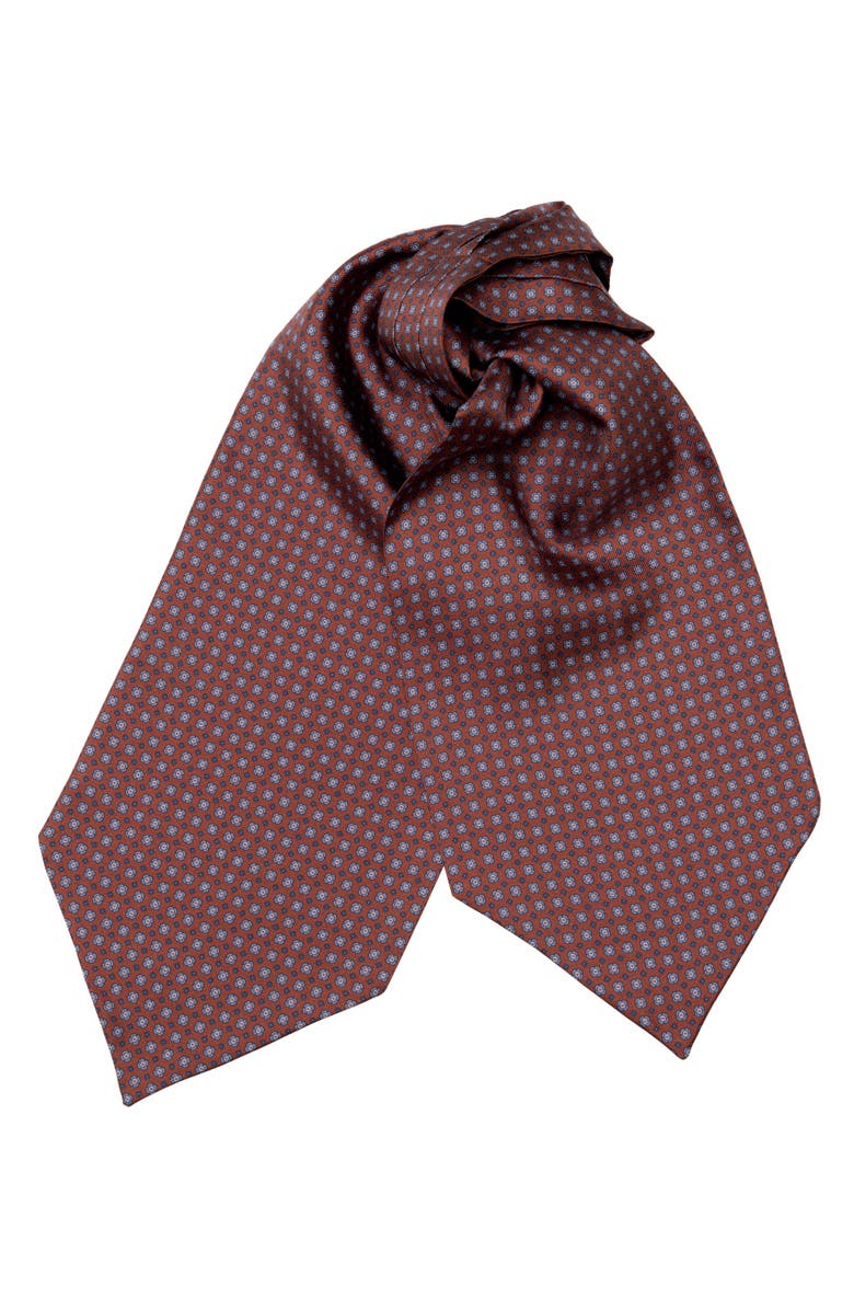 Elizabetta Navona - Silk Ascot Cravat Tie for Men, Main, color, Chocolate