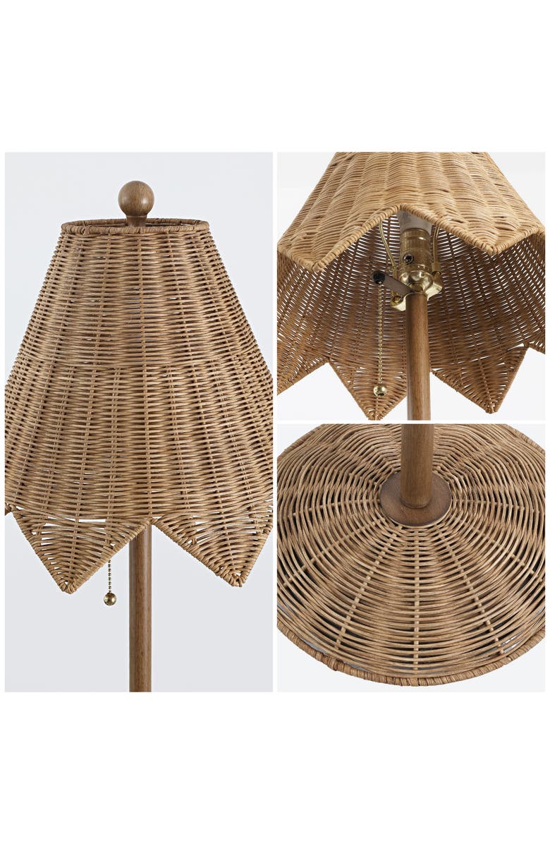 JONATHAN Y Tybee 60.5" Traditional Coastal Rattan Scalloped LED Floor Lamp, Alternate, color, 