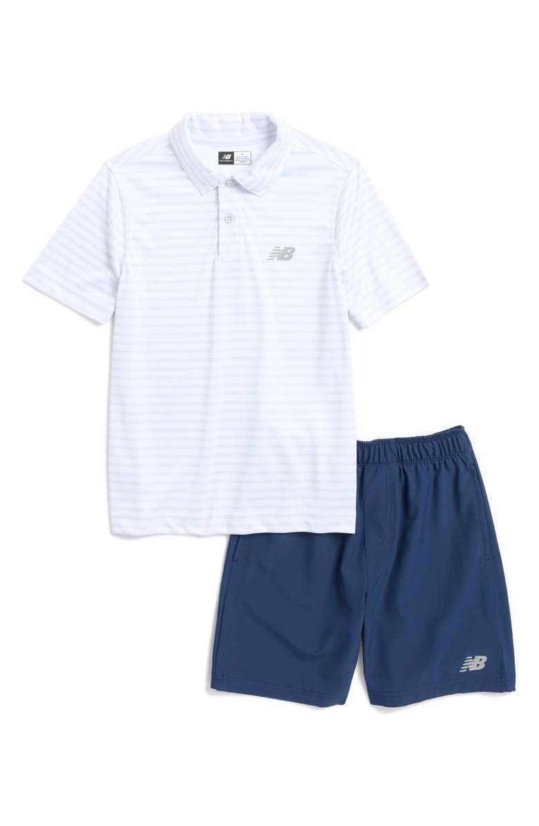 New Balance Kids' Stripe Polo & Shorts Set, Main, color,