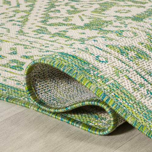 Jonathan Y Sinjuri Medallion Textured Weave Indoor/outdoor Area Rug In Cream/green
