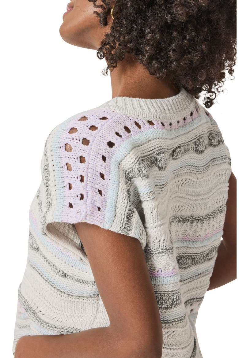 Brynna Stripe Open Stitch V-Neck Sweater, Alternate, color, TWILIGHT MULTI