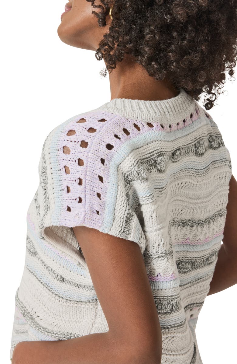 Splendid Brynna Stripe Open Stitch V-Neck Sweater, Alternate, color,