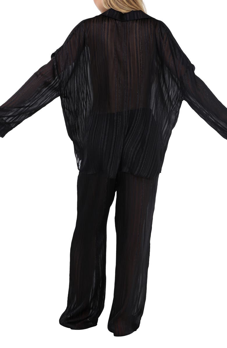 Honeydew Sheer Bliss Stripe Pajamas, Alternate, color, Black