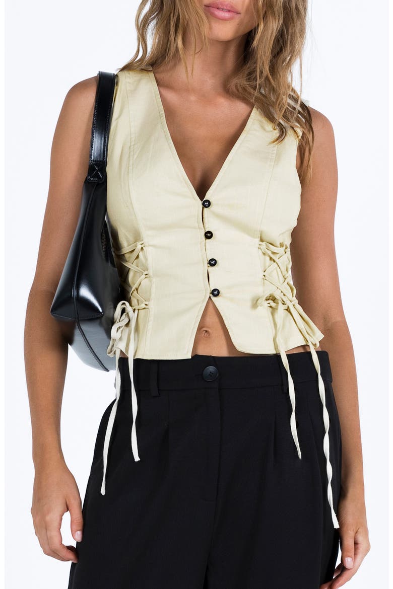 Stavia Lace-Up Vest Top, Main, color, CREAM