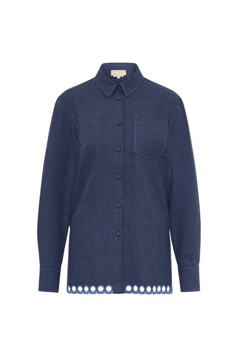 Embroidered Cotton Flannel Shirt
