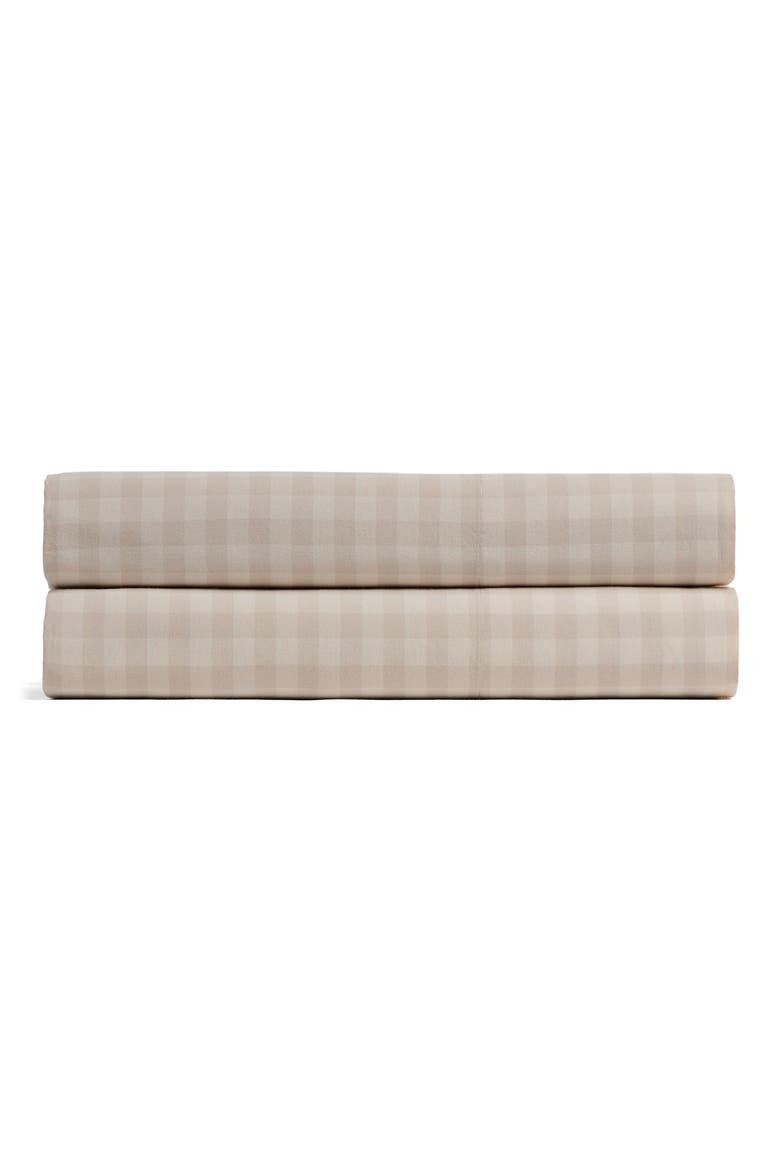 BRUSHED COTTON FITTED SHEET, Main, color, BONE CHECK
