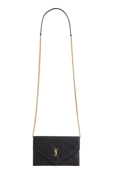 Paris Diamond Quilted Satin Wallet on a Chain