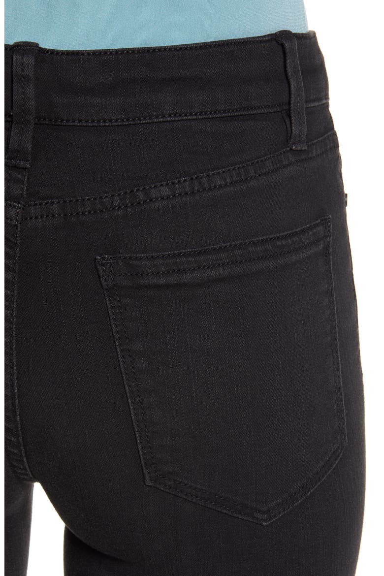 Gibson High Waist Raw Step Hem Denim Shorts, Alternate, color, NOIR