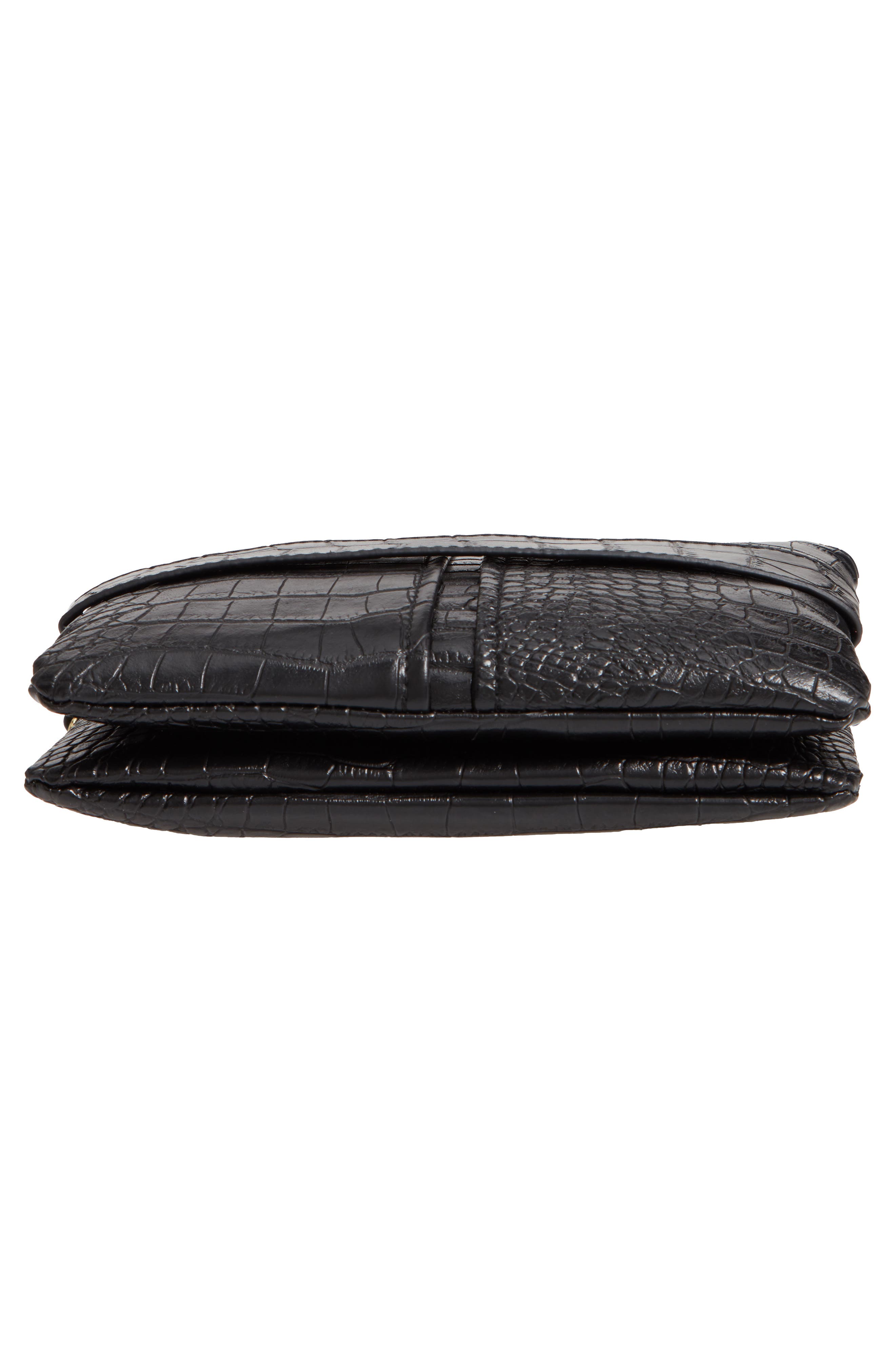 Croc Embossed Double Pouch Crossbody Bag, Alternate, color, BLACK
