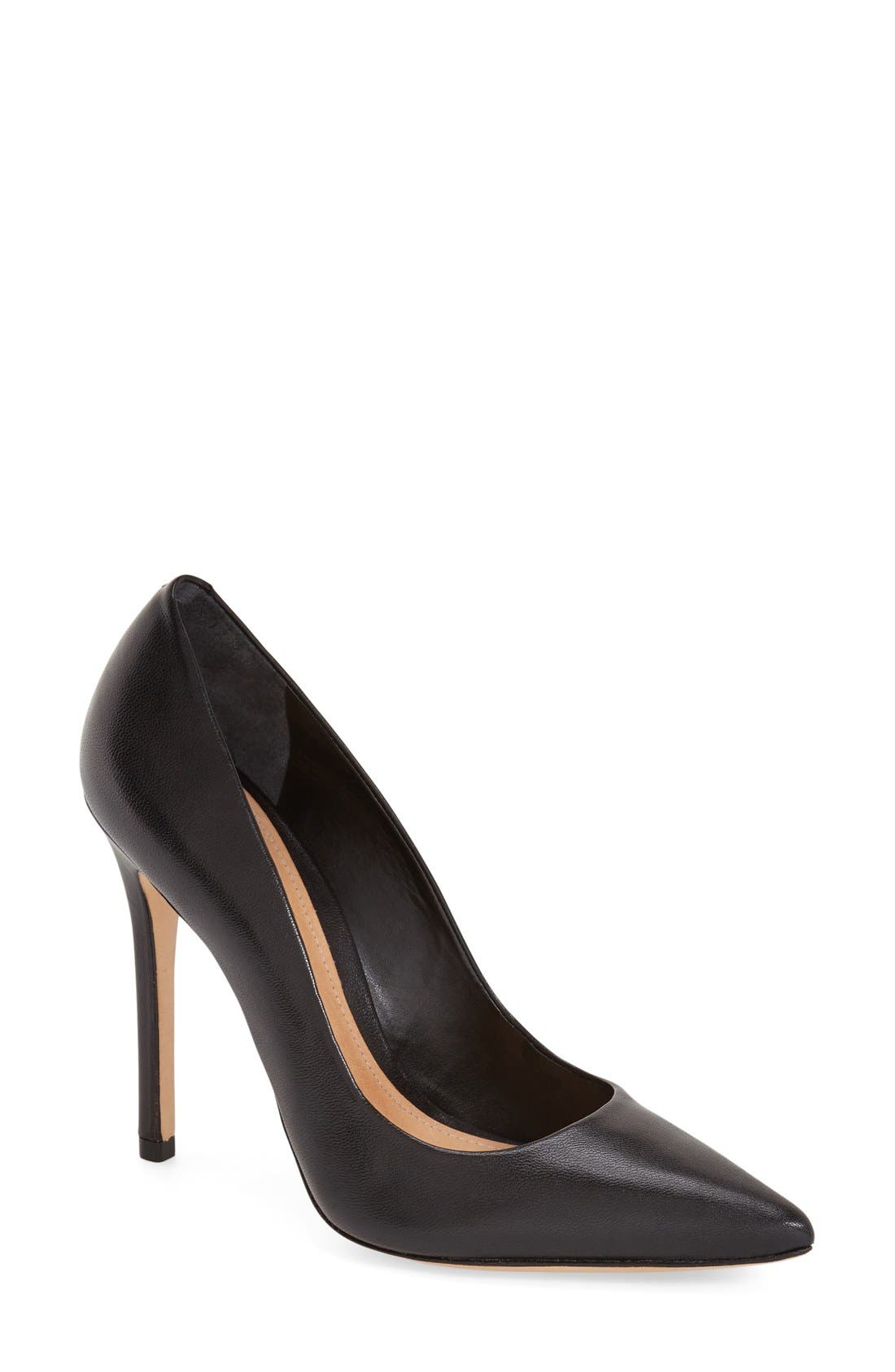 'Gilberta' Pump, Main, color, BLACK LEATHER