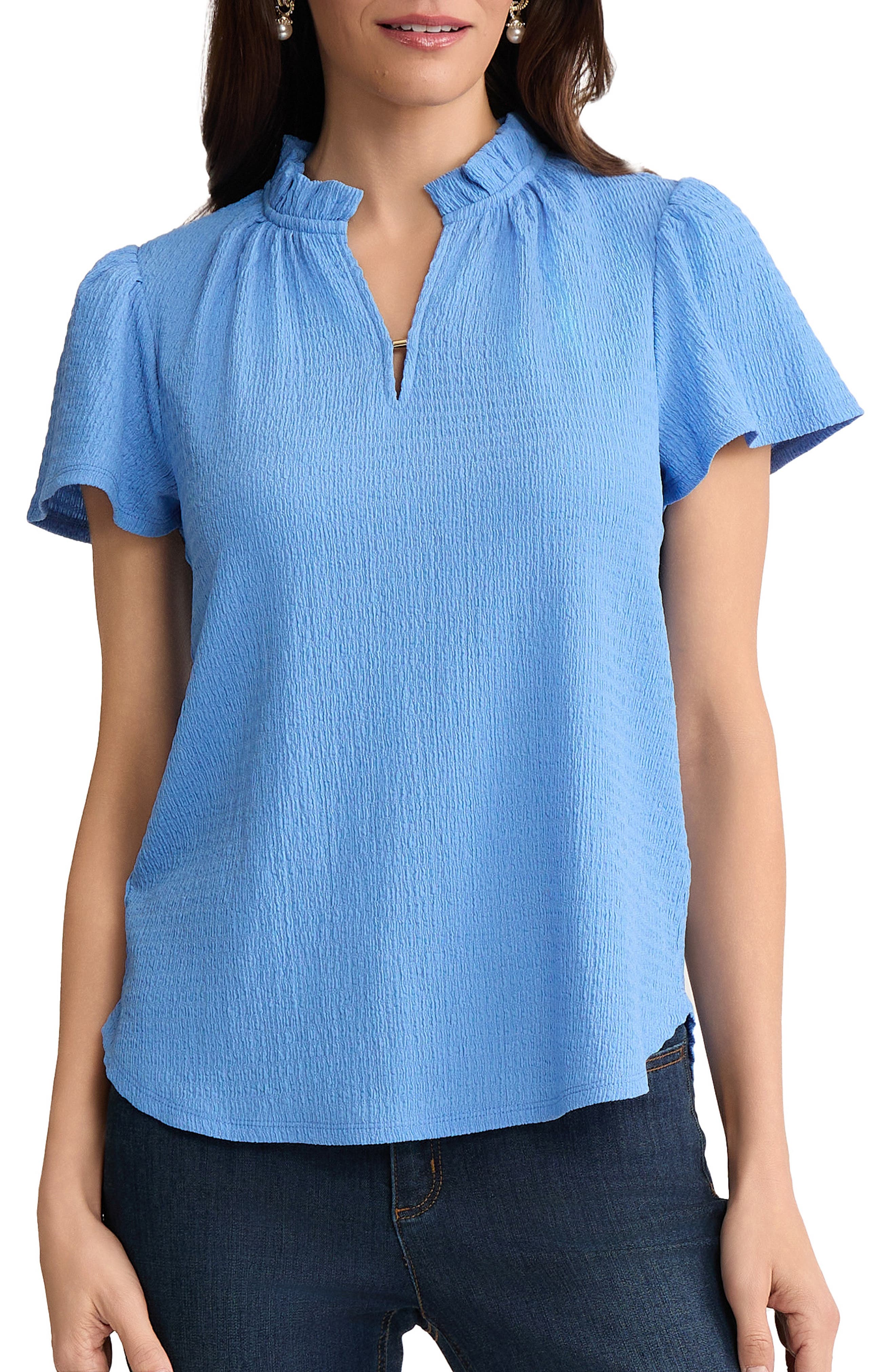 Crinkle Flutter Sleeve Top - image 3