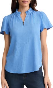 Jones New York Crinkle Flutter Sleeve Top