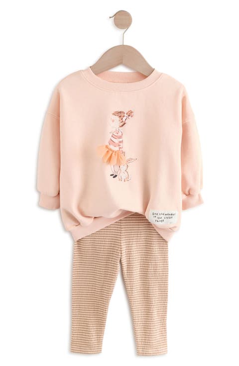 Crewneck Sweatshirt & Stripe Leggings Set (Baby & Little Kid)
