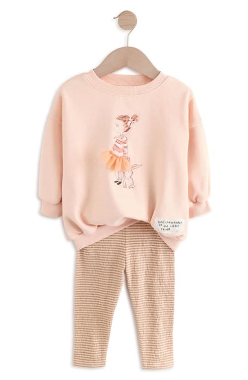 NEXT NEXT CREWNECK SWEATSHIRT & STRIPE LEGGINGS SET 