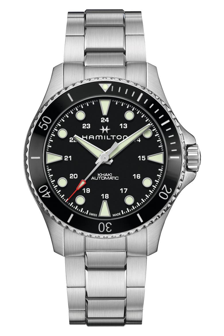 Khaki Navy Scuba Automatic Bracelet Watch, 43mm, Main, color, STAINLESS STEEL/SILVER