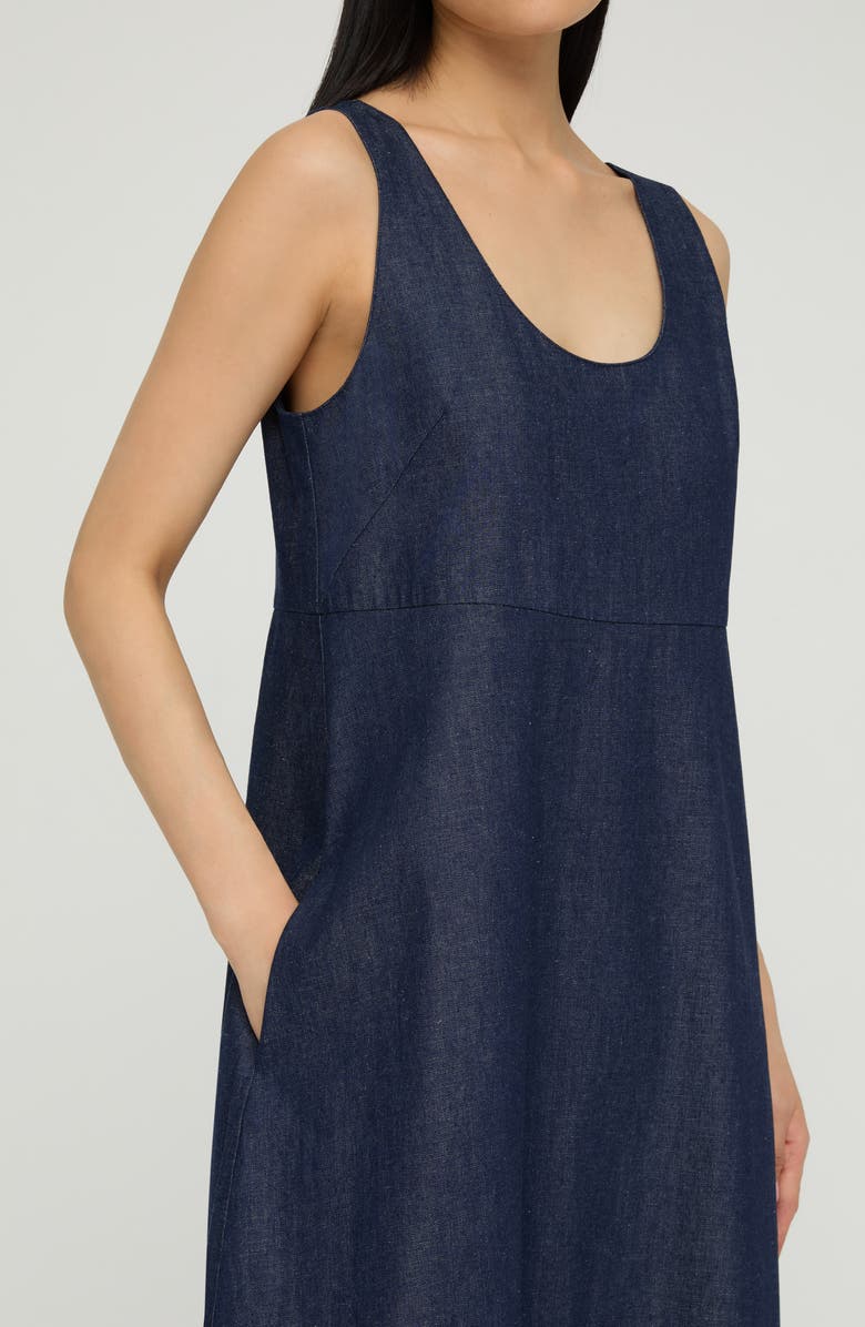 Lafayette 148 New York Lightweight Denim Cocoon Maxi Dress, Alternate, color, Indigo