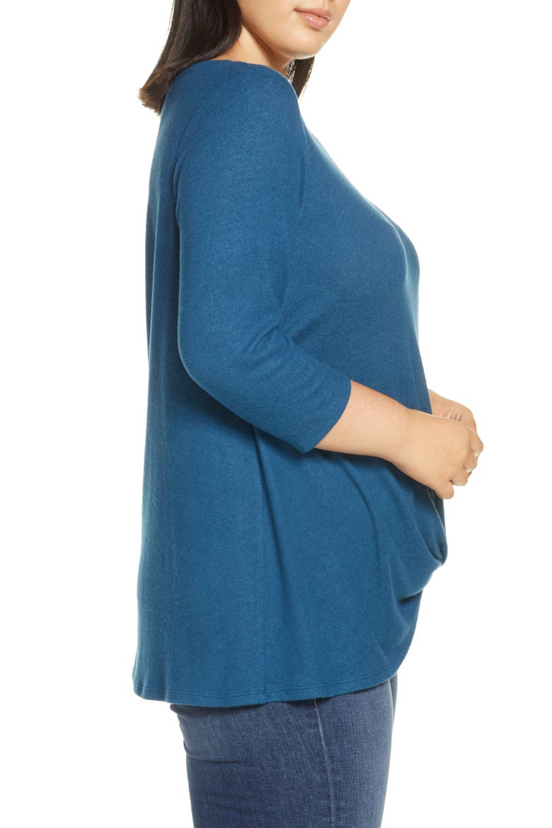 Gibson Twist Front Cozy Pullover, Alternate, color, BLUE CERAMIC