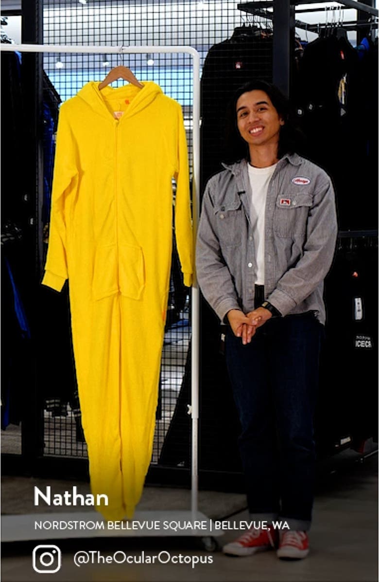 Pokémon<sup>™</sup> Pikachu Hooded Long Sleeve Fleece Jumpsuit, sales video thumbnail