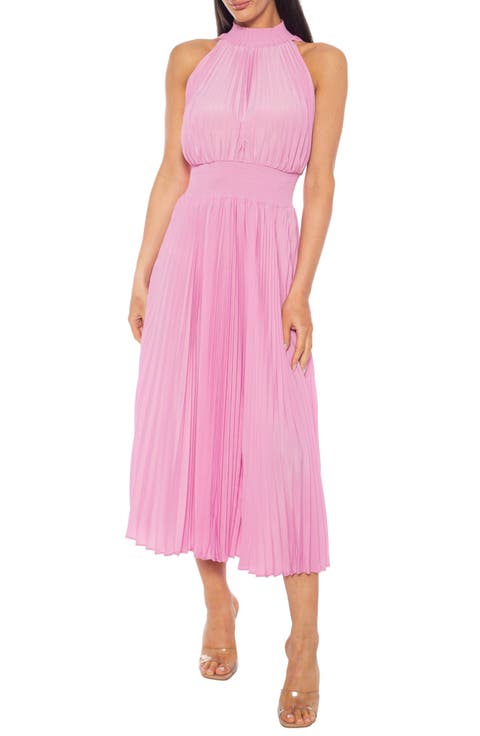 Pleated Sleeveless Midi Dress