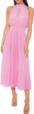 Oleg Cassini Pleated Sleeveless Midi Dress