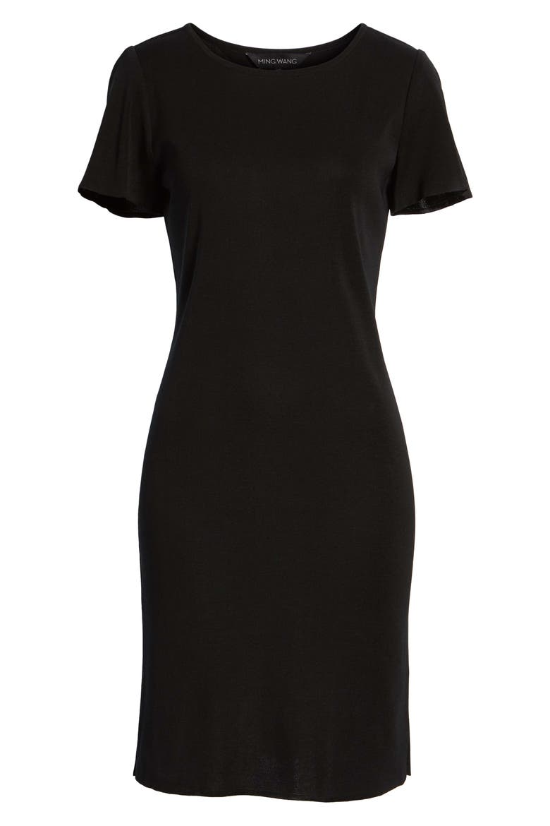 Short Sleeve Dress, Alternate, color, BLACK