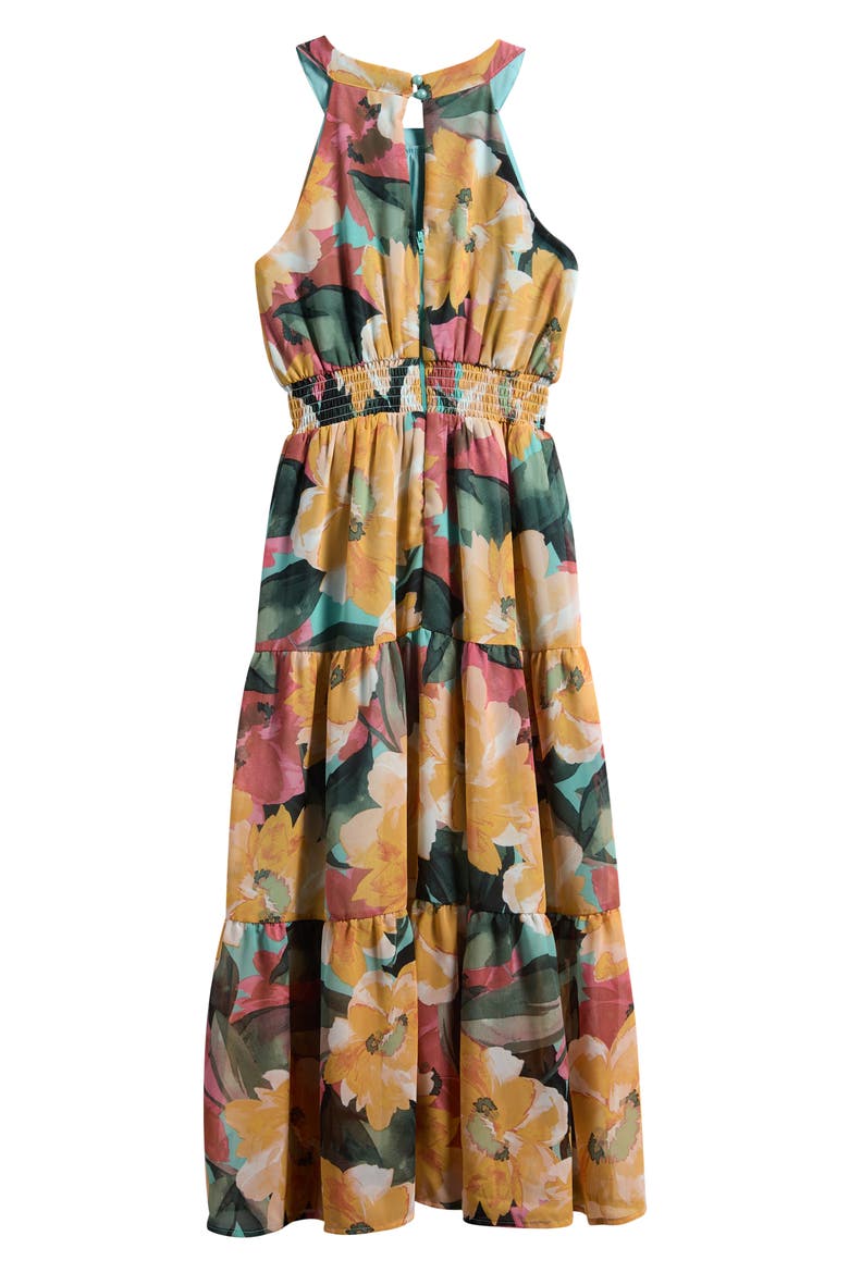 Kids' Print Tiered Party Dress, Alternate, color, MINT/ MULTI