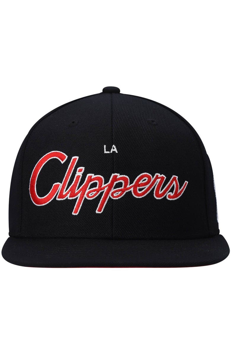 Mitchell & Ness Men's Mitchell & Ness Black LA Clippers Hardwood Classics Script 2.0 Snapback Hat, Alternate, color, Black